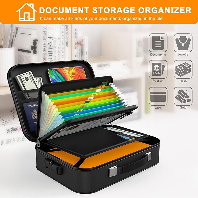 JUNDUN Fireproof Document Box, Hard Case Fireproof Document Organizer - Image 7