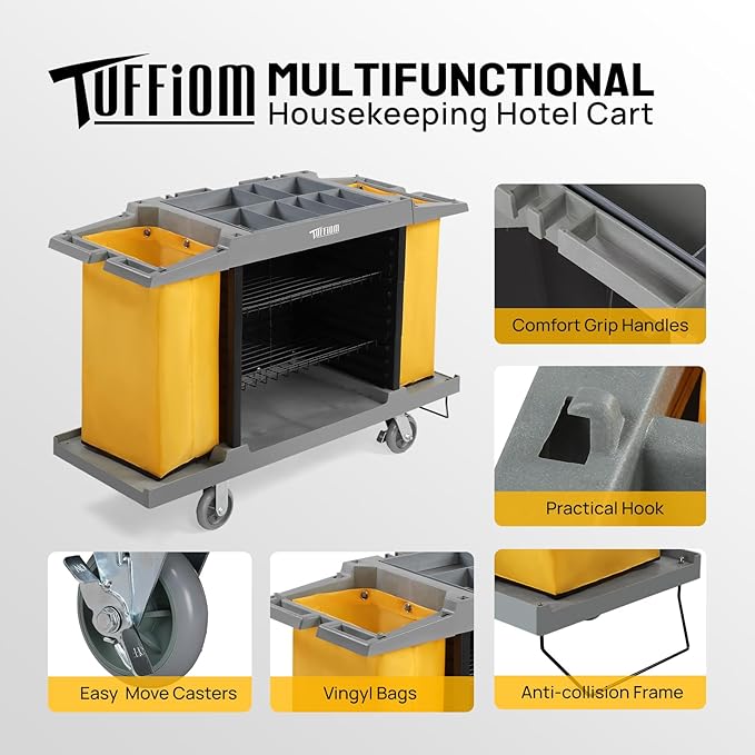 TUFFIOM Industrial Multifunctional Locking Hotel Cart, Commercial Traditional - Image 8