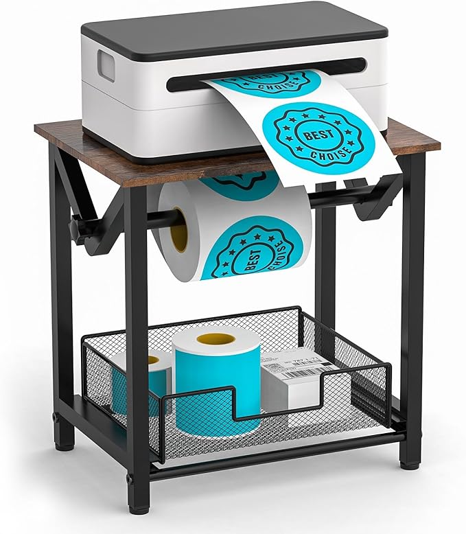 Label Holder for Rolls and Fan-Fold Labels, Thermal Sticker Holder for Desktop by Semohop