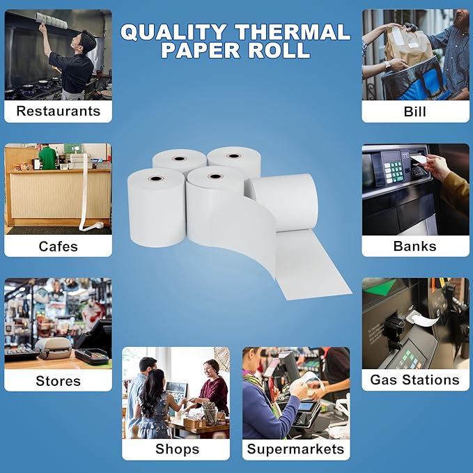 3 1/8 x 230ft Thermal Paper 32 Rolls - 80mm Receipt Cash Register Paper - Image 5