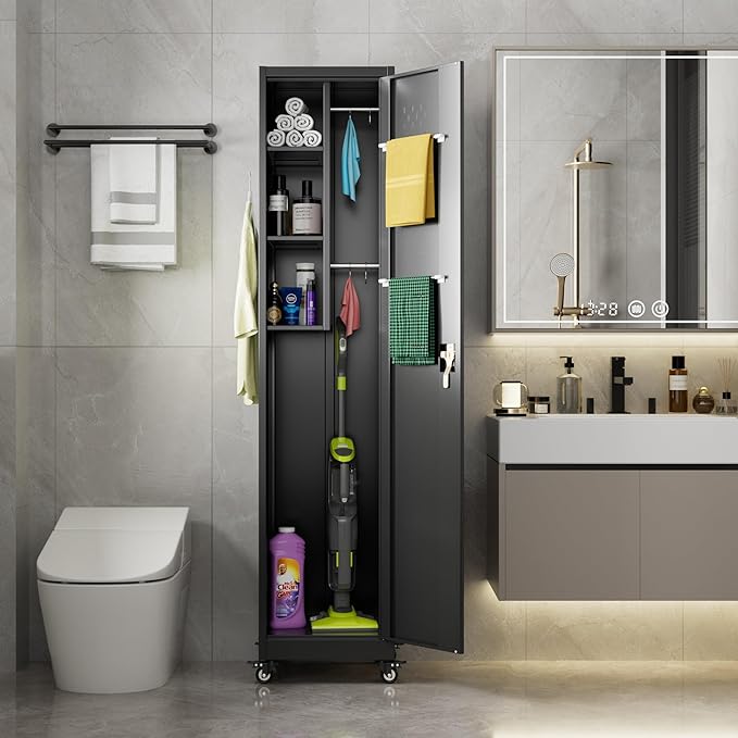 Aobabo Metal Broom Closet Storage Cabinet - Image 8