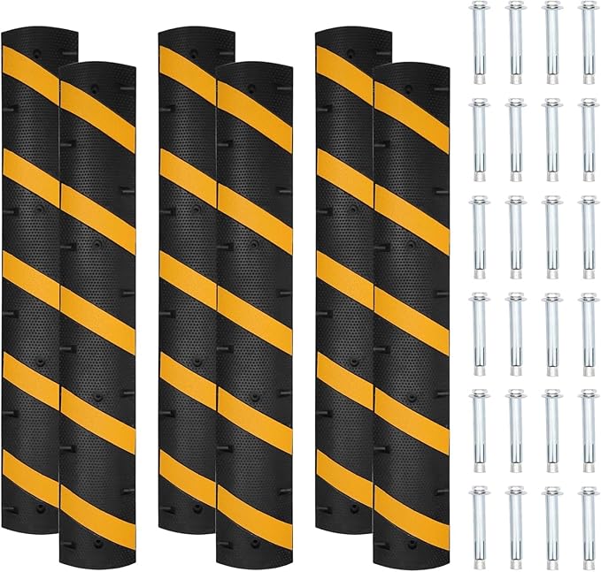 6 FT Heavy Duty Rubber Speed Bump 6-Pack, Driveway Cable Protector Ramp by Unknown