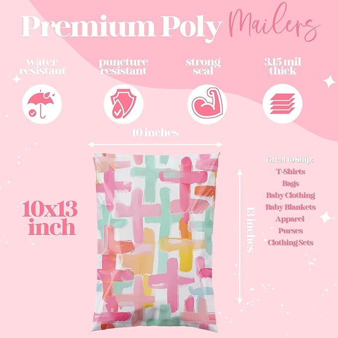 10x13 Designer Poly Mailer 100 Pack Heavy Duty Waterproof Self Seal Shipping - Image 3