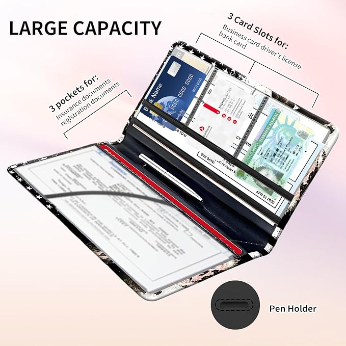 Premium Car Registration and Insurance Card Holder, Cute PU Leather Car - Image 4