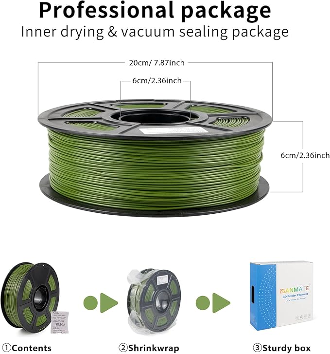 iSANMATE ASA Filament 1.75mm Army Green 1KG, UV & Weather Resistant 3D Printer - Image 7