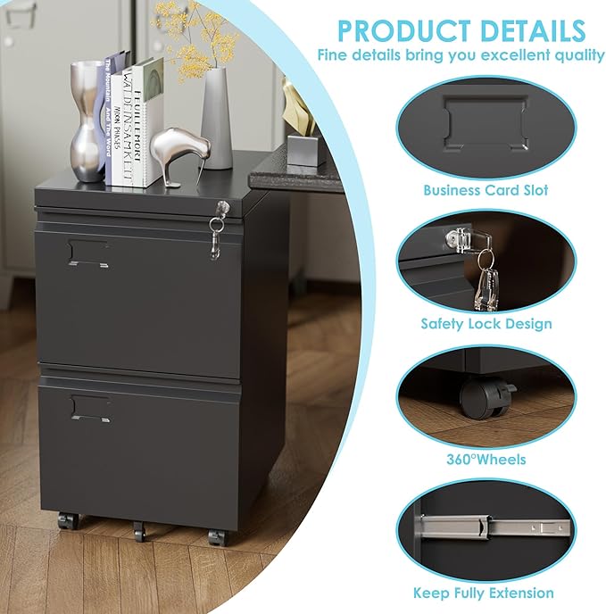 Aobabo 2 Drawer File Cabinet - Image 4