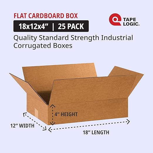TAPE LOGIC 18 x 12 x 4 Corrugated Cardboard Boxes, Flat 18"L x 12"W x 4"H - Image 2