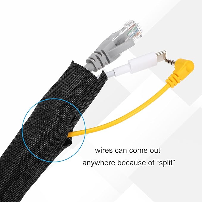 MECCANIXITY 1-1/5 Inch ID Split Loom Tubing 10ft Polyester Cord Protector Wire - Image 4