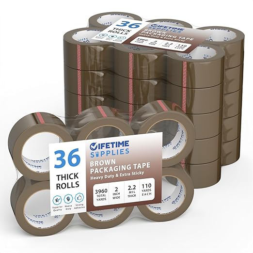 36 Rolls 2" Brown Premium Packing Tape, 110 Yards, 2.2 mil, Heavy Duty by TopSellingProducts