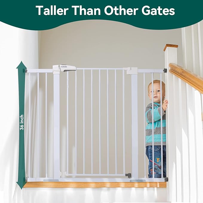 BABELIO 36" Tall Baby Gate, PressGuard P7, 29-48" Auto Close Pressure Mounted - Image 2