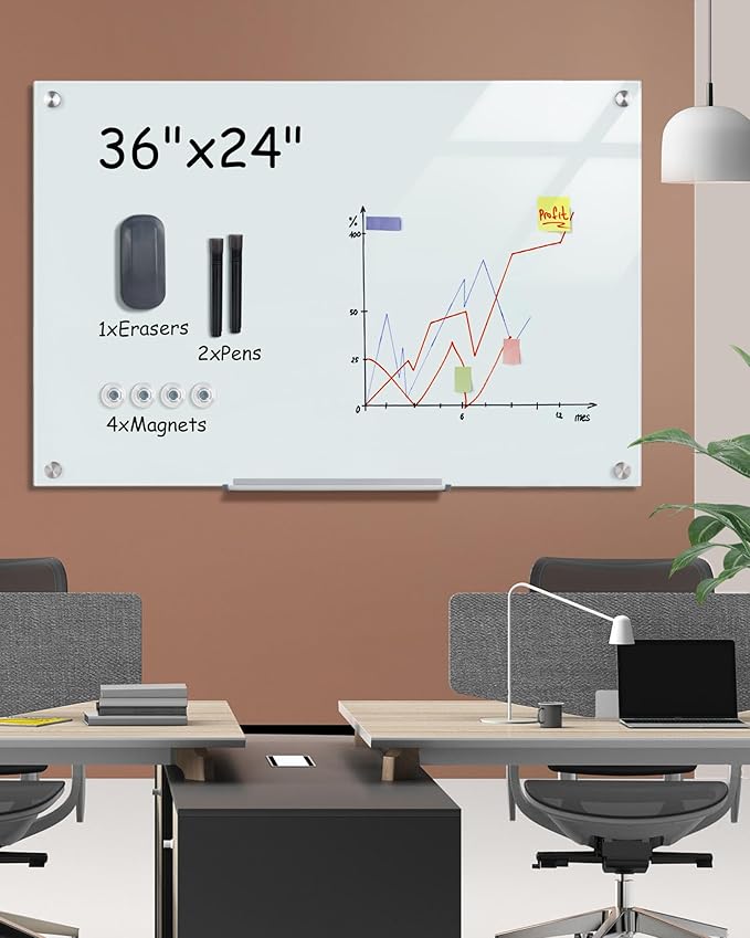 Mifuro Magnetic Glass Whiteboard，36"x24" Wall Mounted Frameless Dry Erase Board - Image 2