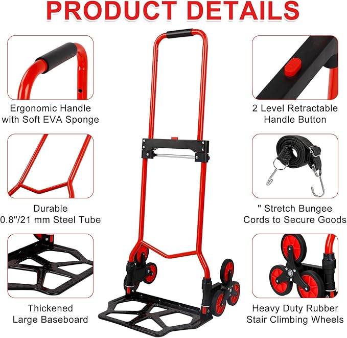 Foldable 6-Wheel Stair Climbing Dolly - Image 3