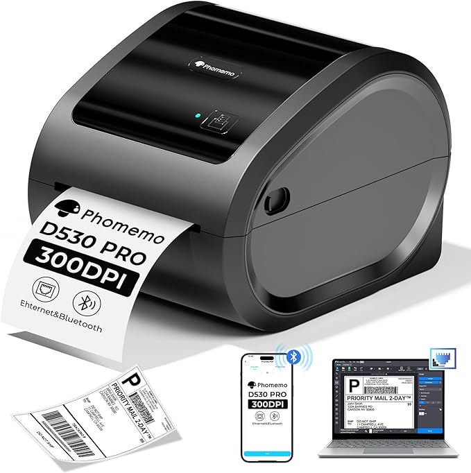 Phomemo Ethernet Thermal Label Printer 4x6, 300DPI Wireless Thermal Printers by Phomemo