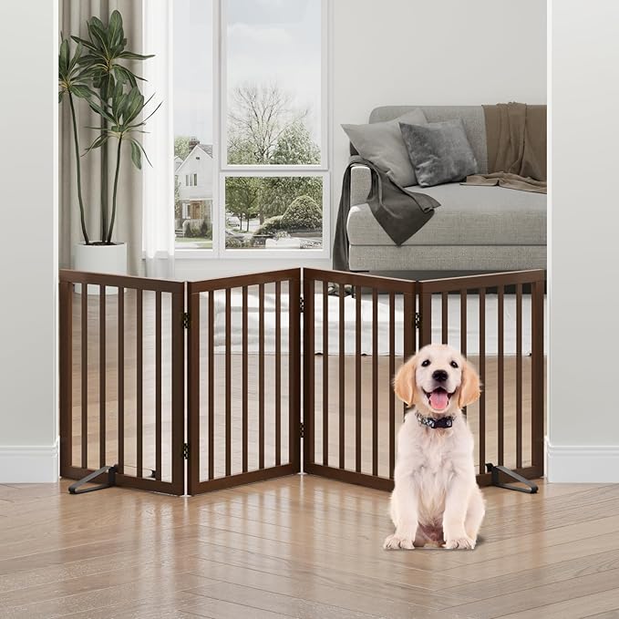 Dog Gates for Doorways, Freestanding Dog Gate Indoor, Foldable Pet Gates for by Algherohein