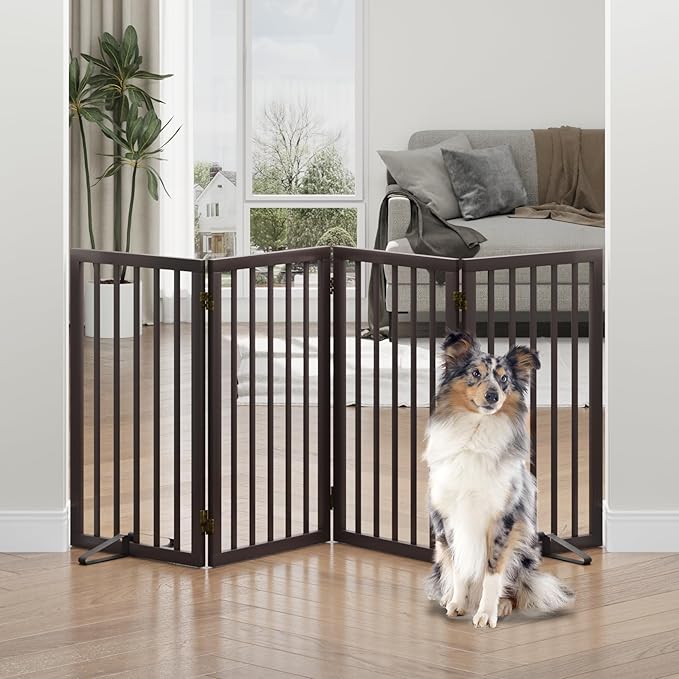 Dog Gates for Doorways, Tall Dog Gate Indoor, Foldable Pet Gates for Doorways by Algherohein