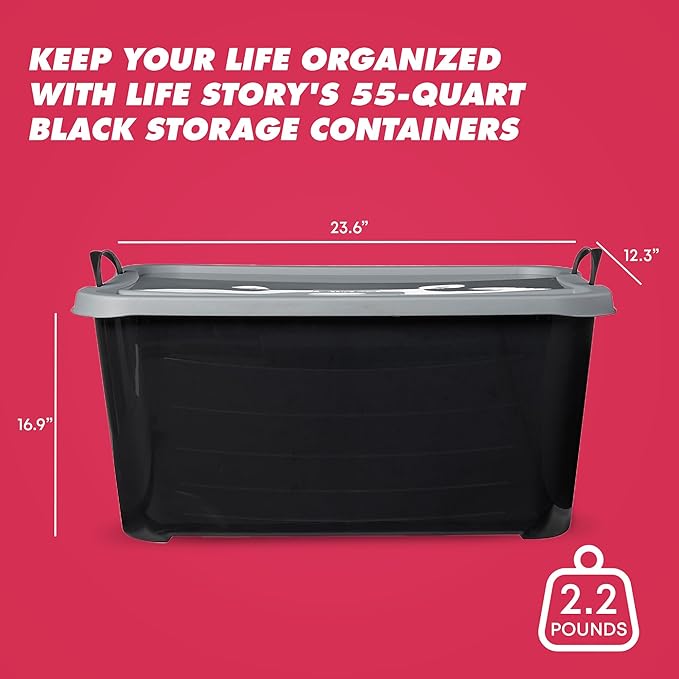 Life Story 24 Pack Heavy Duty Stackable Storage Bin, 55 Quart Home Organizer - Image 3