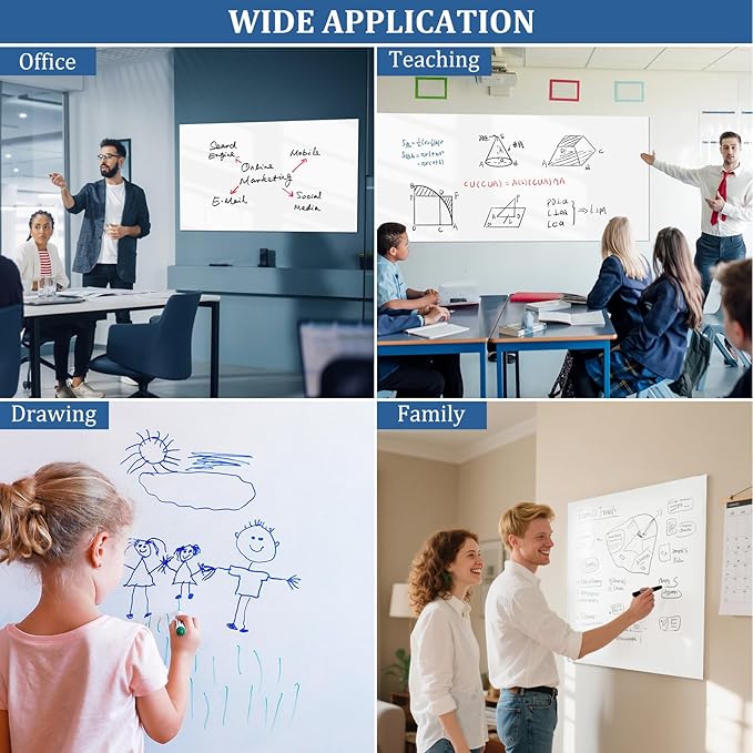 Whiteboard Adhesive Contact Paper, 48×36" in Magnetic Whiteboard Roll, Dry - Image 4