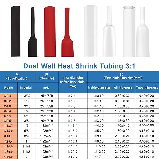 XHF 1/2 inch 3:1 Waterproof Clear Heat Shrink Tubing Marine Grade Wire Cable - Image 6