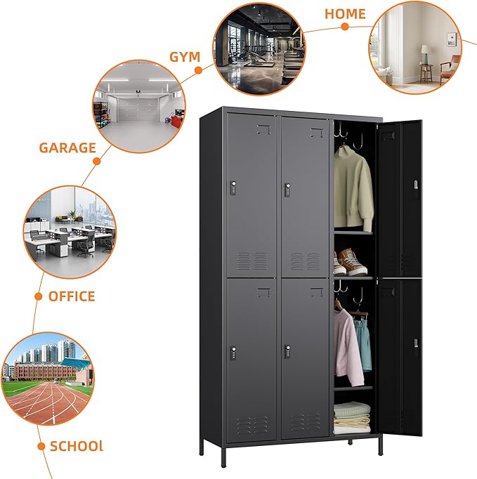 6 Doors Metal Lockers for Employees - Image 5