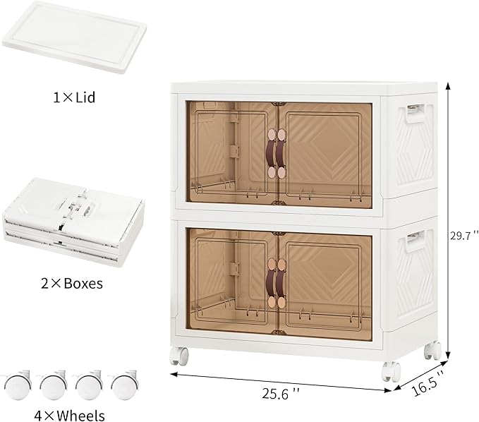 Storage Bins with Lids and Wheels, 199QT-99.5QT*2Tier Collapsible Bathroom - Image 2