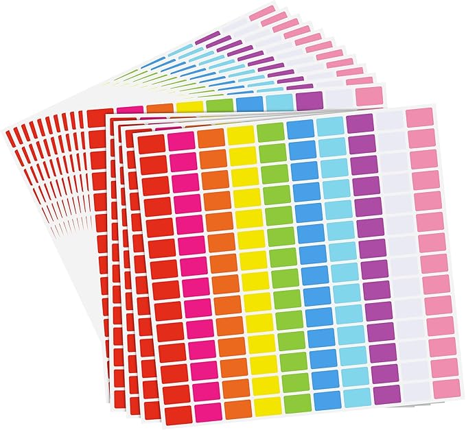 Tallew 2800Pieces 10 Color Coding Labels Rectangle Colored Stickers Assorted by Tallew