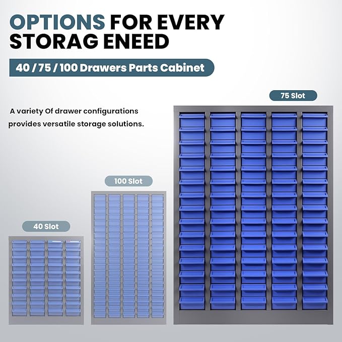 Part Cabinet with 75 Drawers, Shelves & Label Stickers - Image 8