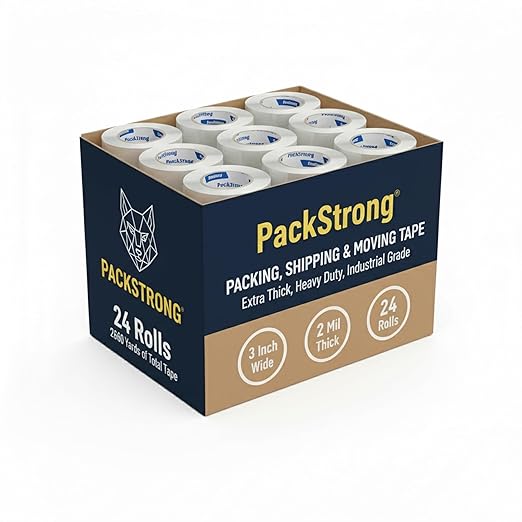 Packstrong Industrial Grade Clear Packing Tape 24 Rolls by PackStrong