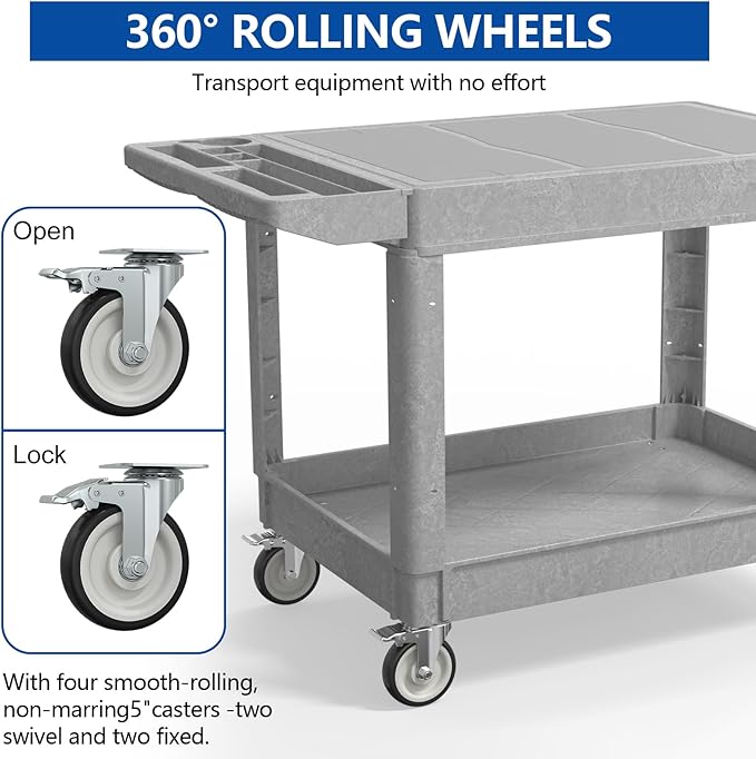550LBS Utility Cart, Flat Top 46x25 Inch Utility Cart - Image 5