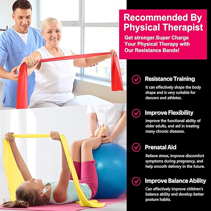18PCS Resistance Bands Bulk, Non-Latex Physical Therapy Bands, Professional - Image 6