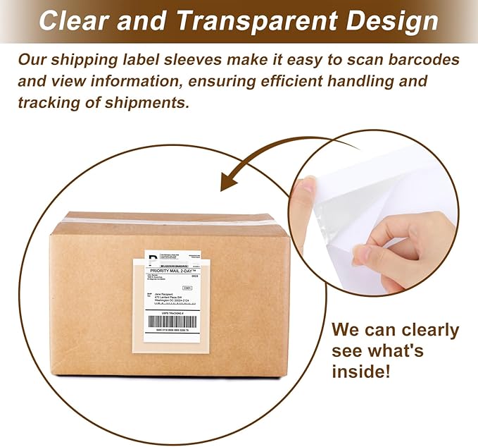 AZUREAL 100PCS Shipping Label Sleeves, 4.5" x 5.5" Packing Slip Pouches - Image 6