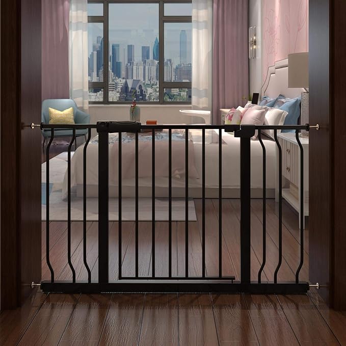 Extra Wide Baby Gate Tension Indoor Safety Gates Black Metal Large Pressure by COSENDBABYGATE