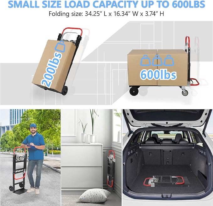 3 in 1 Convertible Hand Truck, Folding Hand Dolly Cart - Image 6