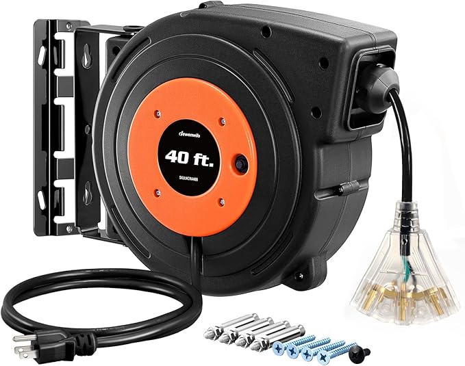 DEWENWILS Retractable Extension Cord Reel, 40 FT Heavy Duty Power Cord by DEWENWILS