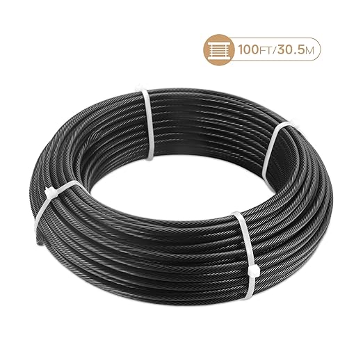 3/16" Black T316 Stainless Steel Cable, 100FT Marine Grade Black Wire Rope - Image 2