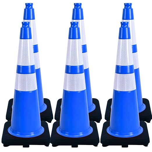 BESEA 6PACK 28 inch Traffic Safety Cones Blue Road Parking Cones 28" Heavy Duty by BeSea