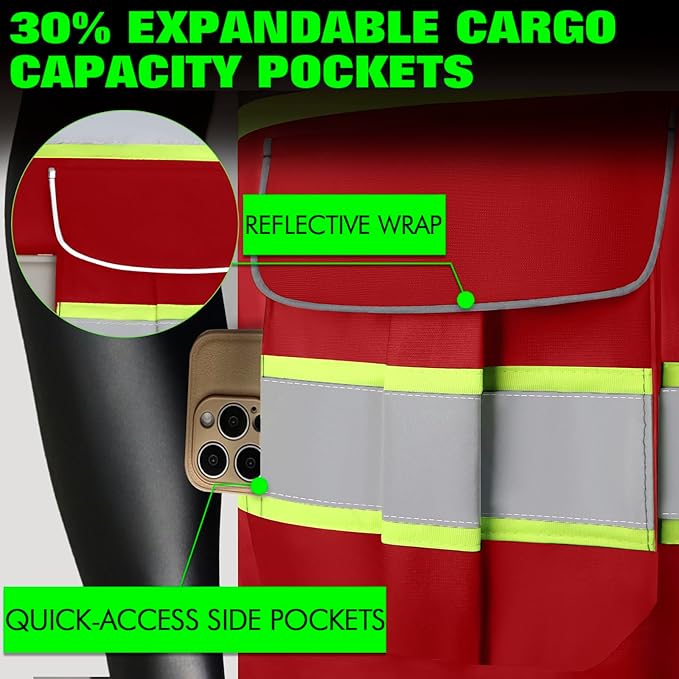 BeautyWill Custom Logo 10 Pockets Safety Vest Class2 ANSI Certified High - Image 5
