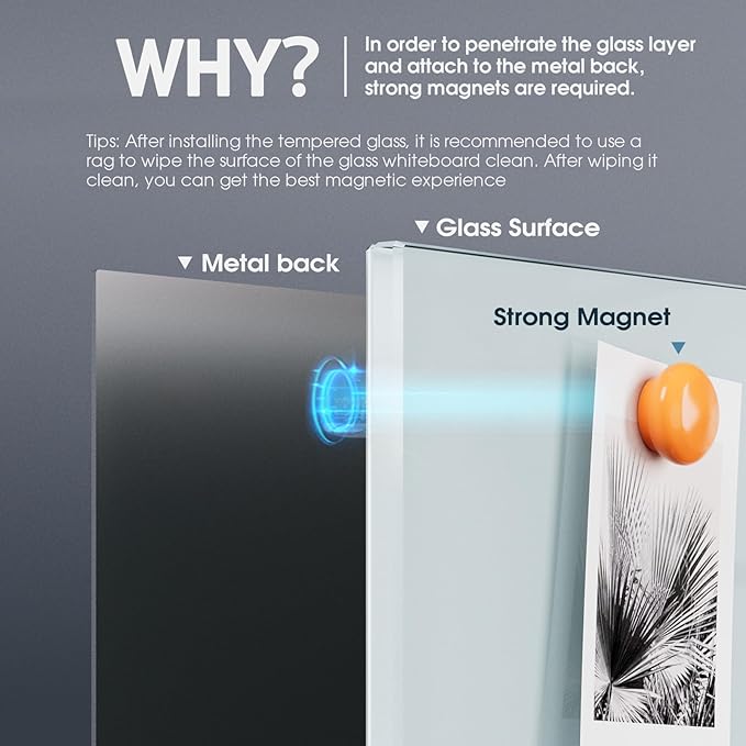 MaxGear Glass White Board 60x40 Inches Brilliance White Magnetic Dry Erase - Image 6