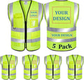 5 Pack Custom Logo Mesh Safety Vest Class2 High Visibility Reflective Vest by BeautyWill