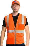 AYKRM 2 Pockets Reflective Safety Vest High Visibility Class II Mesh Vest by AYKRM