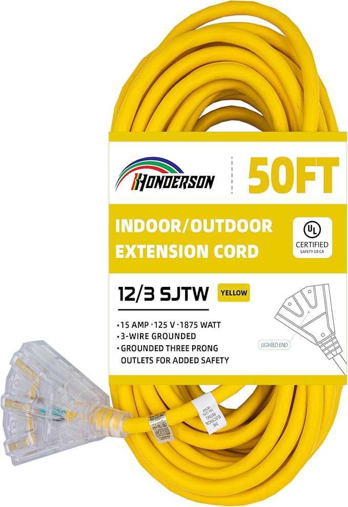 3-Outlets Indoor Outdoor Extension Cord Weatherproof by HONDERSON