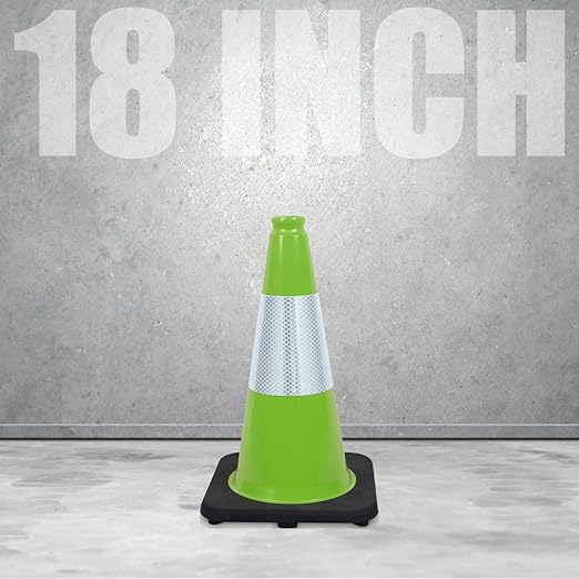 Fluorescent Orange/Green PVC Traffic Cones, Heavy Black Base Parking Lot Cone - Image 2
