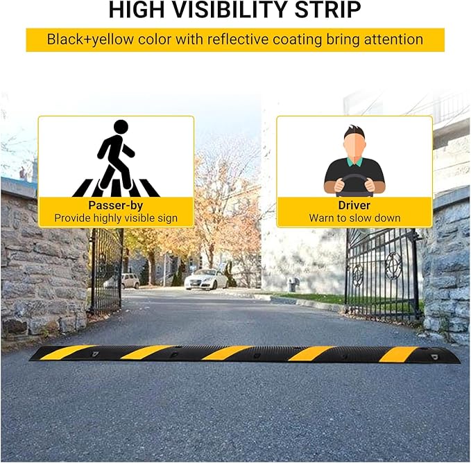 6 FT Heavy Duty Rubber Speed Bump 2-Pack, Driveway Cable Protector Ramp - Image 4