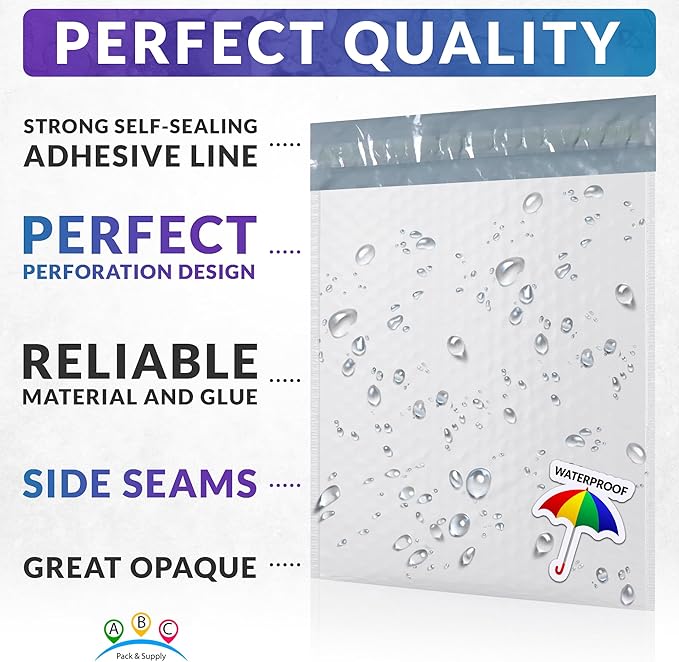 ABC PACK & SUPPLY Poly Bubble Mailers, 14 x 19 Inch. Pack of 50 White Padded - Image 3