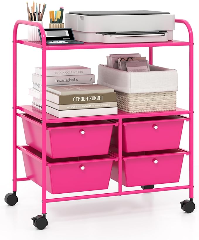 Giantex Rolling Storage Cart w/ 4 Drawers 2 Shelves Metal Rack Shelf Home by Giantex