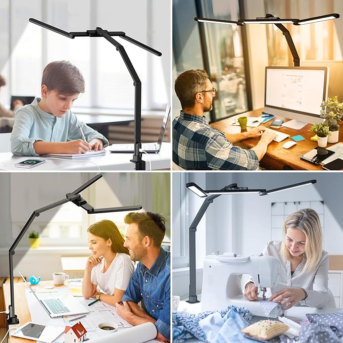 ShineTech LED Desk Lamp for Home Office, 25 Lighting Modes Swing Arm LED Lamp - Image 7