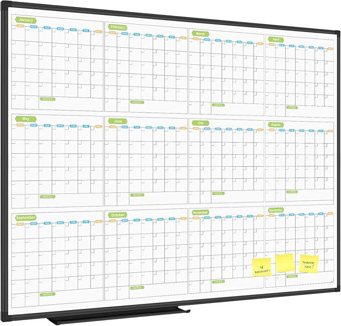 JILoffice Magnetic Dry Erase Calendar Whiteboard, 12 Months White Board Planner by JILoffice