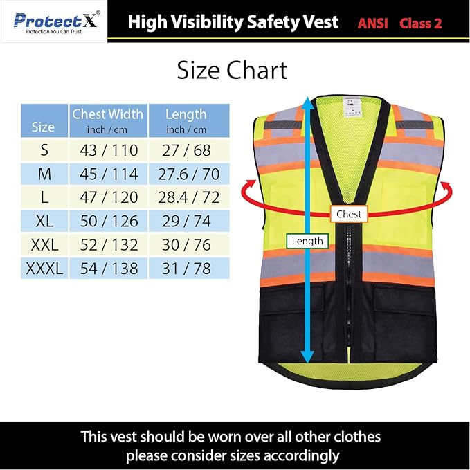 ProtectX 6 Pockets High Visibility Safety Vest - Image 5