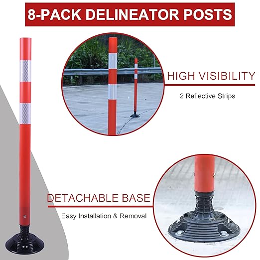 48" Traffic Cones 8-Pack with Heavy-Duty Spring Base - Image 2