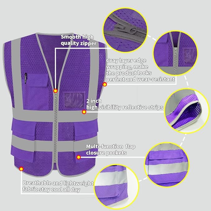 HYCOPROT High Visibility Mesh Safety Reflective Vest - Image 3