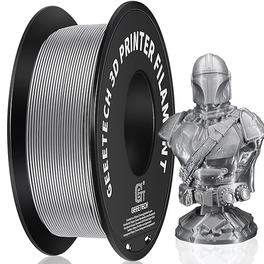 Geeetech Silver Filament, PLA Filament 1.75mm 1kg Spool, Dimensional Accuracy by GEEETECH